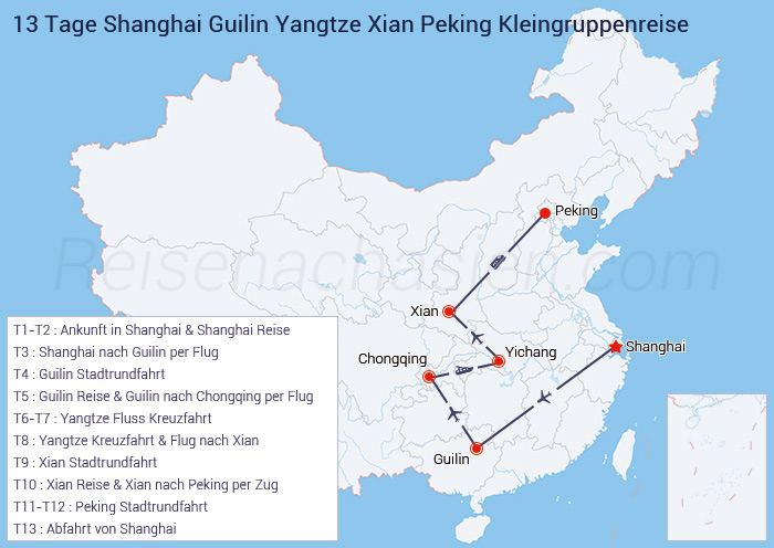 Shanghai – Guilin – Yangtze – Xi'an – Peking