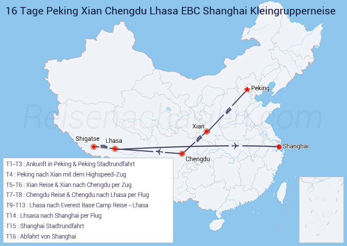 Peking – Xi'an – Chengdu – Lhasa – EBC – Shanghai