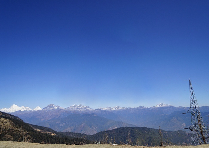 Einen atemberaubenden Blick auf Jhomolhari vom Chele La Pass