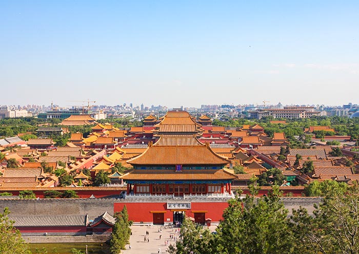 Der Aussicht der Verbotene Stadt von Jingshan Park