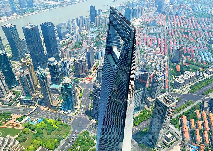 Hervorragender Blick vom Shanghai Tower